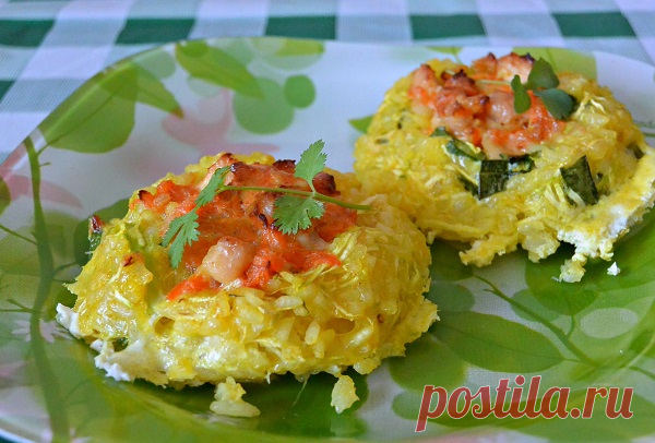 Кабачковые гнезда с рисом