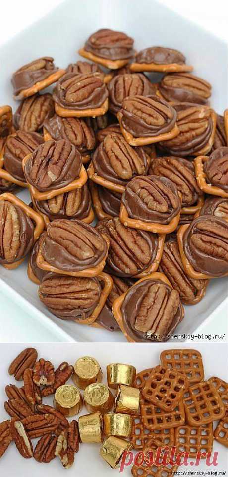 Печенье с орешками из крендельков.