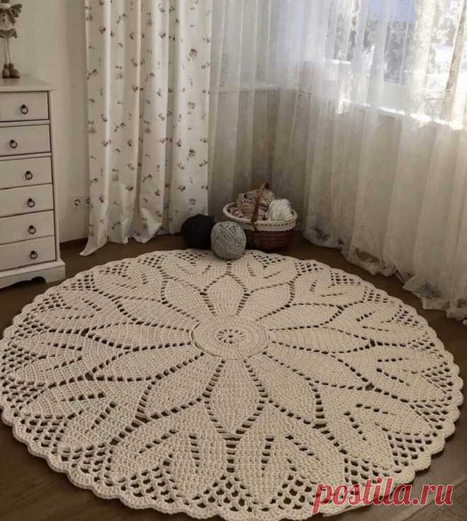Круглый коврик крючком. Схема. / knittingideas.ru