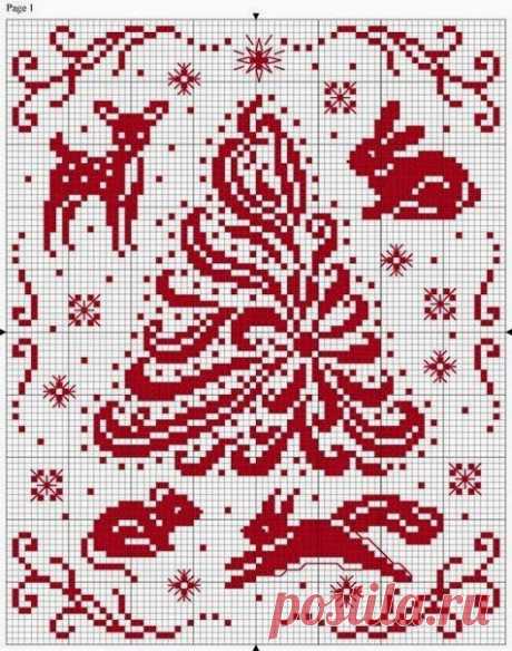 Вышивка крестом / Cross stitch : Монохромная вышивка к Новому году