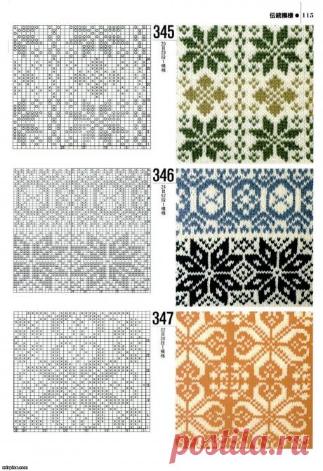 Жаккардовые узоры /  спицами / Вязание для женщин спицами. Схемы