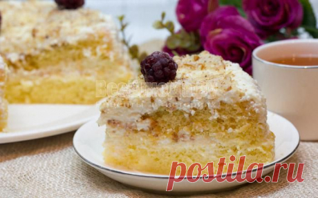 Бисквитный торт с творожным кремом | Все Блюда