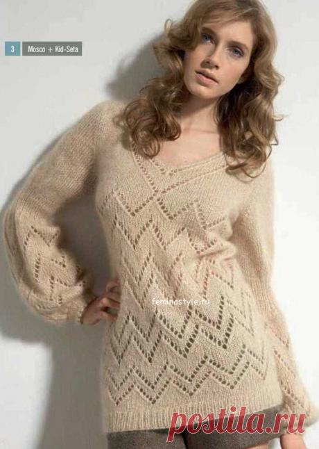 Вязаный спицами ажурный пуловер &quot;Мерцание жемчуга&quot; / Рукоделие / Домоводство / Женские секреты / Женский стиль