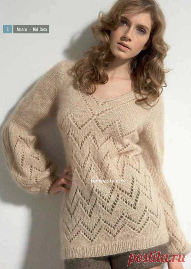 Вязаный спицами ажурный пуловер "Мерцание жемчуга" / Рукоделие / Домоводство / Женские секреты / Женский стиль