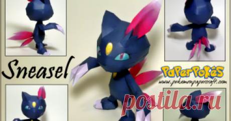 SNEASEL      215 / SNEASEL - Pokémon Papercraft  Name:  Sneasel  Type:  Dark / Ice  Species:  Sharp Claw Pokémon  Height:  0.9 m (2′11″)  Weight:  2...