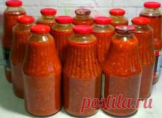 🌶Острая Аджика «Термоядерная»🌶 Очень вкусна с  мясом, холодцом, рыбой,
Борщом. Рецепт простой, без заморочек! Приготовят даже новички в этом деле!
Понравился рецепт тем, что он без уксуса и хранится без холодильника такая 
Аджика. Вкус просто великолепный, который никого не оставит равнодушным!
Невероятно ароматная и остренькая. К мясу, да под водочку превосходно

Понадобится:
3 кг помидор
1 кг болгарского перца
500 гр моркови
150 гр острого стручкового перца
150 гр чесн...