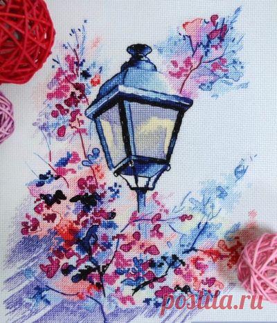 схема для вышивки крестом Вечерний фонарик