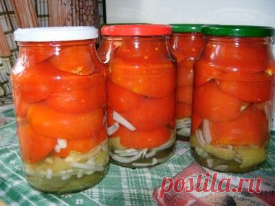 вкуснючие помидоры резаные с перцем и луком : Помидоры