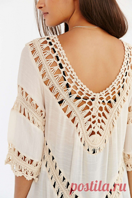 Ecote Crochet Inset Tunic Top - Urban Outfitters