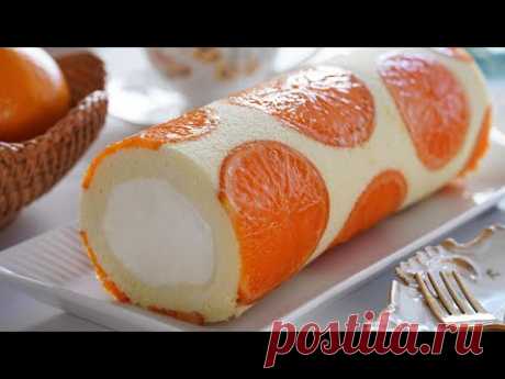 Красивый и вкусный апельсиновый рулет. 🍊