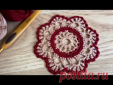 Очень красивая САЛФЕТКА крючком🌸Мастер-класс со схемой