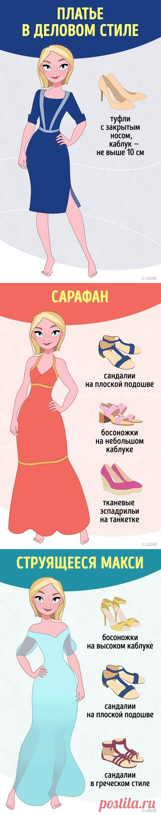 Как безошибочно подобрать обувь к 14 фасонам платьев