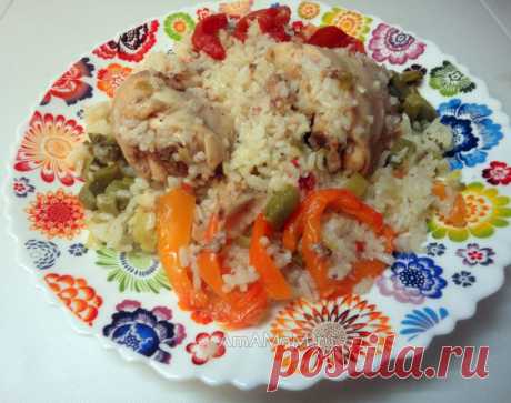 Курица в банке с рисом и овощами