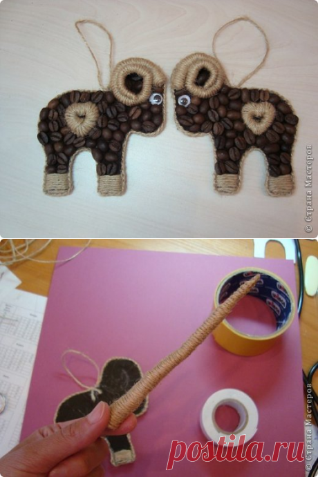 Кофейные барашки символ 2015 года из джута. МК Веры Пушиной