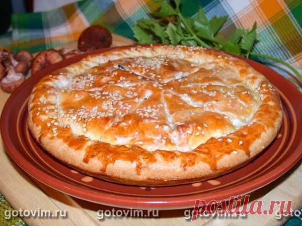 Пирог песочный с опятами / Готовим.РУ