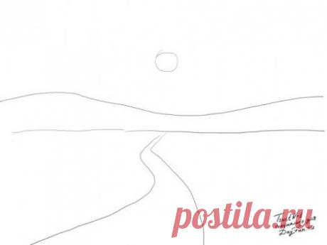 Как нарисовать зиму карандашом поэтапно для детей?