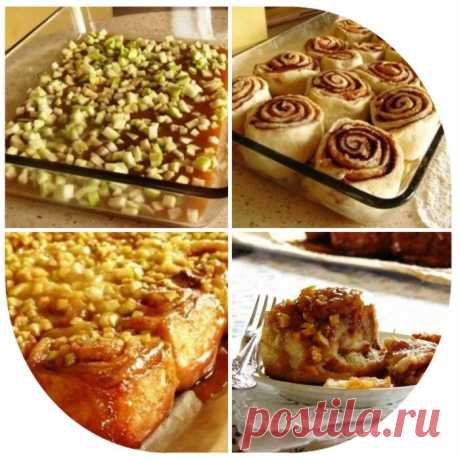 Коричные булочки с яблоками и карамелью