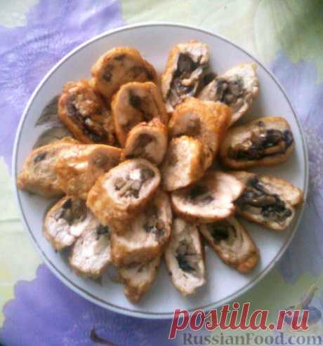 Рецепт: Куриные рулетики с грибами на RussianFood.com