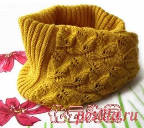 Вяжем шарф-хомут спицами с очень красивым узором — DIYIdeas
