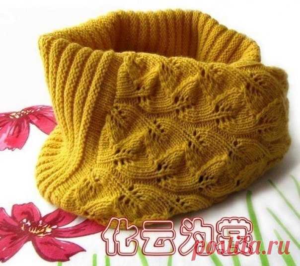 Вяжем шарф-хомут спицами с очень красивым узором — DIYIdeas