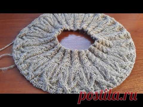 Джемпер. Круглая кокетка из аранов. Часть 5. Кокетка 25-30 ряды.