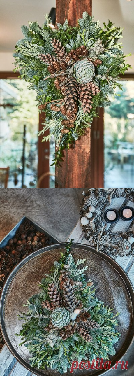 Своими руками: Новогодний декор из шишек и хвои — как в Дании