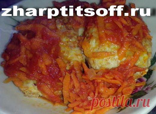 Биточки из мякоти курицы и капусты, с зажаркой