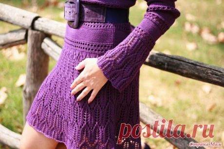 Фиолетовое платье спицами - Страна Мам