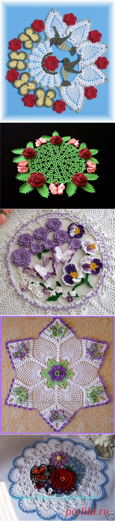 КРАСИВЫЕ САЛФЕТКИ С БАБОЧКАМИ, ВЯЗАНЫЕ КРЮЧКОМ