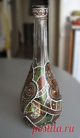 Одноклассники/М.К. Роспись стеклянной бутылки