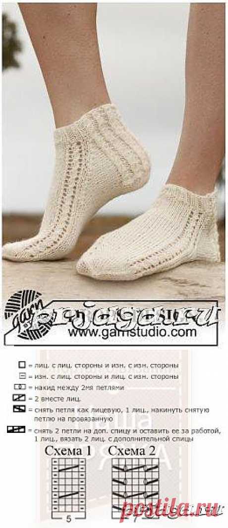 Описание и схема вязания носков спицами