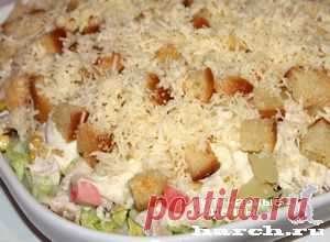 Сборный салат с сухариками “Коккиль” | Харч.ру - рецепты для любителей вкусно поесть