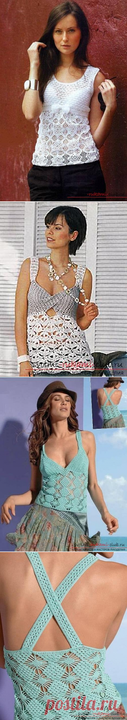 Как связать летние женские маечки крючком со схемами, выкройками и описанием работы.
