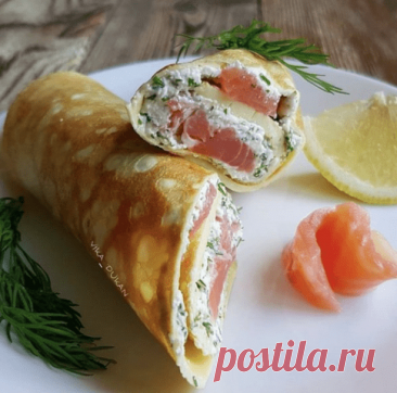 Яичный рулет с сёмгой — Домашняя кулинария