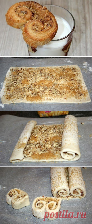 Самые вкусные рецепты: Печенье "Ушки" из слоеного теста