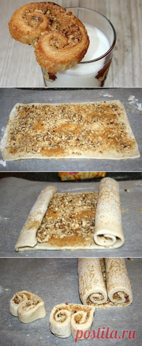 Самые вкусные рецепты: Печенье &quot;Ушки&quot; из слоеного теста