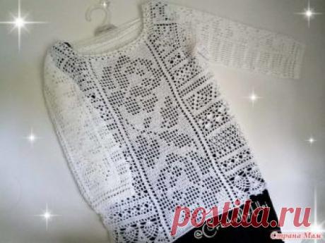 Блузочки крючком в филейной технике для девочки Связались одна за одной две блузочки девочкам в школу на первое сентября. Одна для крестницы, вторая для дочки. Девочкам 8 и 9 лет. Пряжа Валенсия Евро Макси 100% мерсеризованный хлопок.