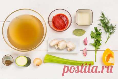 Овощной суп с грибами и сельдереем - KitchenMag.ru