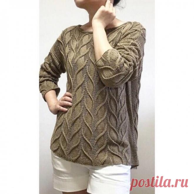Схема красивого узора для пуловера спицами