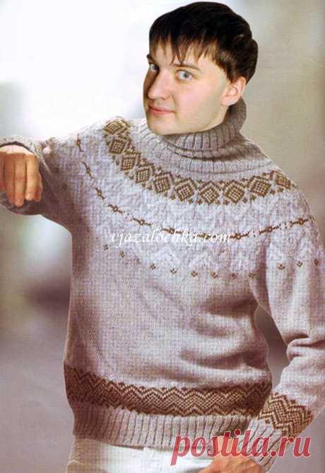 Свитер с круглой жаккардовой кокеткой