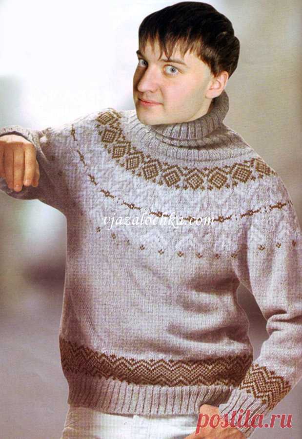 Свитер с круглой жаккардовой кокеткой