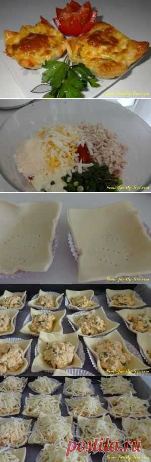 Закуска из слоеного теста с курицей - Кулинарные рецептыКулинарные рецепты