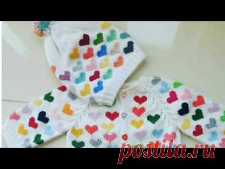 बची हुई ऊन से स्वेटर बनाना सीखे/Colourful Hearts Sweater Design:Design-145