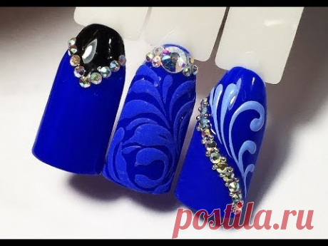 Топ 3 дизайна синим гель-лаком 💙
