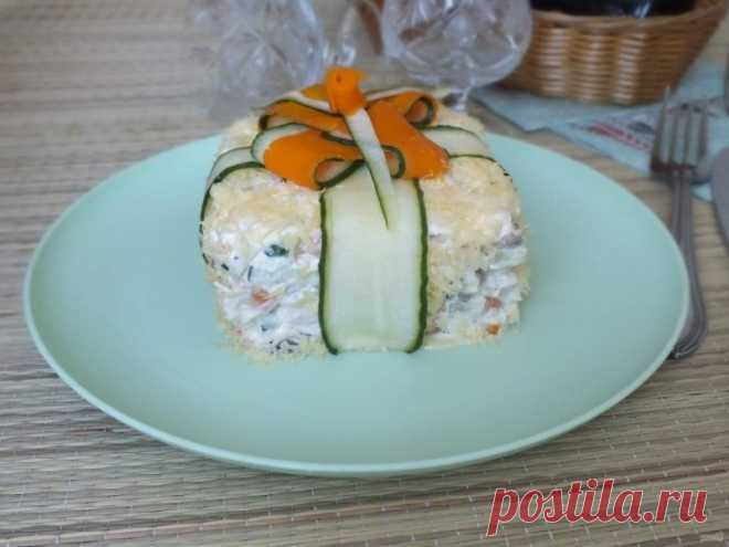 ​Салат с грибами и куриным филе 