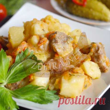 Тушеная картошка с мясом в кастрюле — Кулинарные рецепты любящей жены