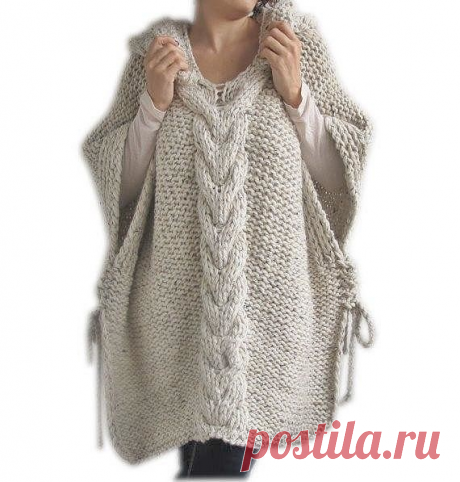 Туника спицами с толстой косой | Дневник Петельки | Яндекс Дзен