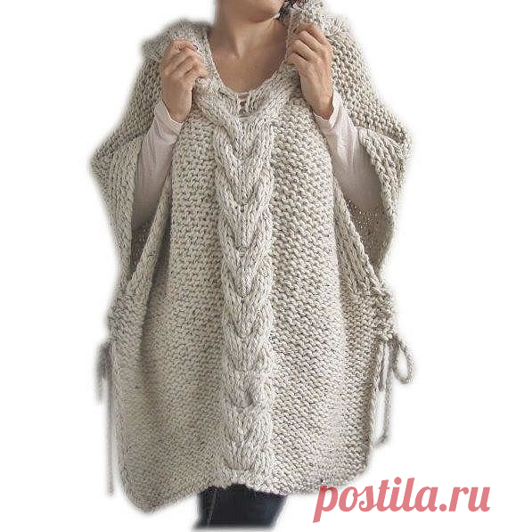 Туника спицами с толстой косой | Дневник Петельки | Яндекс Дзен