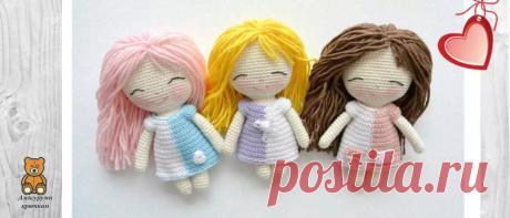 Мини амигуруми куколка в двухцветном платьеце | Амигуруми крючком - Блог