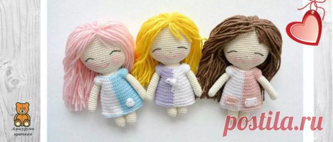 Мини амигуруми куколка в двухцветном платьеце | Амигуруми крючком - Блог